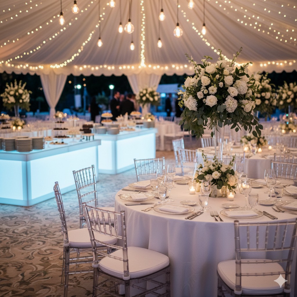 دليلك الشامل في تأجير طاولات وكراسي الحفلات 2026 | شعاع المحبة